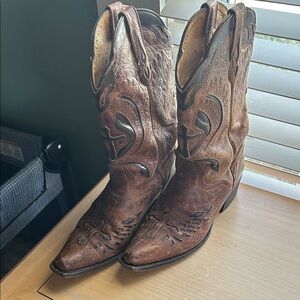 J.B. Dillon Distressed Brown Western Boots